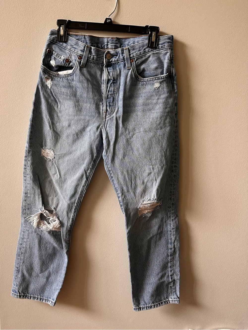 Levi’s 501 Light Blue Distressed womens Jeans